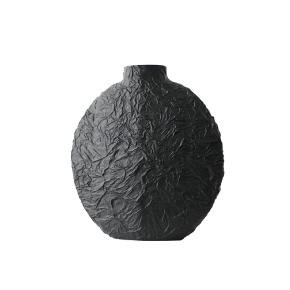 Black Resin Round Vase - Medium F0774S