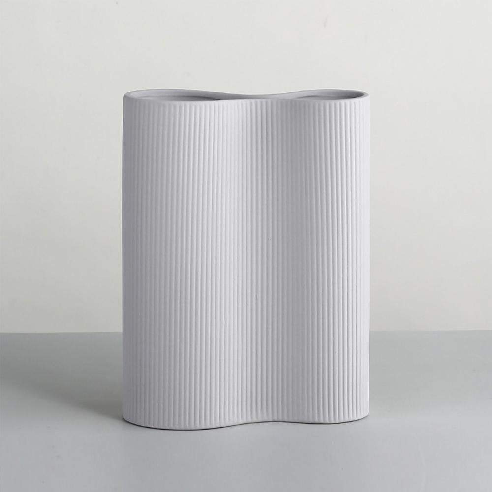 Grey Ribbed Ceramic Vase YBH2013
