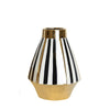 Black Striped Ceramic Vase with Gold Base - Small FA-D1979B