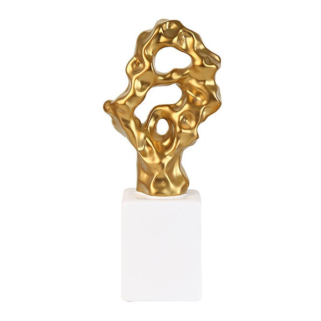 Gold and White Abstract Ceramic Sculpture - Large FA-D1832A