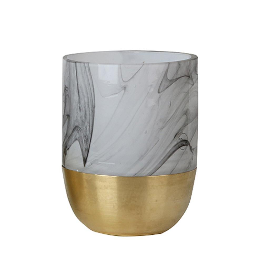 Swirled Glass Vase with Brass Base - Small FL-ZS297B