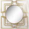 Square Art Deco Gold Metal Mirror 25017