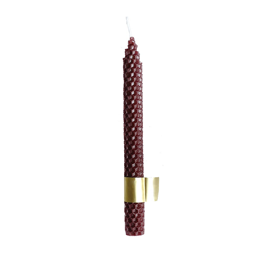 Honeycomb Pattern Taper Candle - Wine FB-039-R