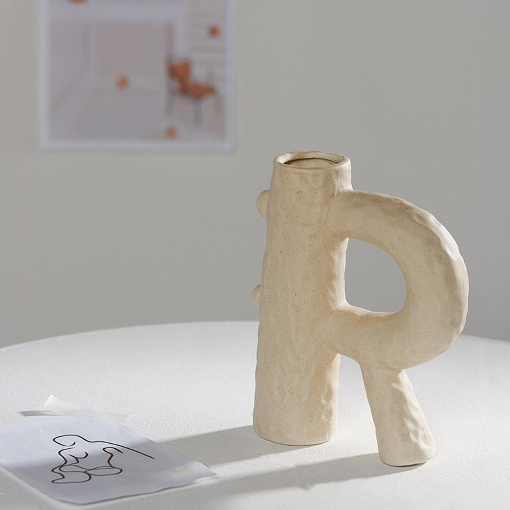 Beige Textured Ceramic Vase LT520-R-B