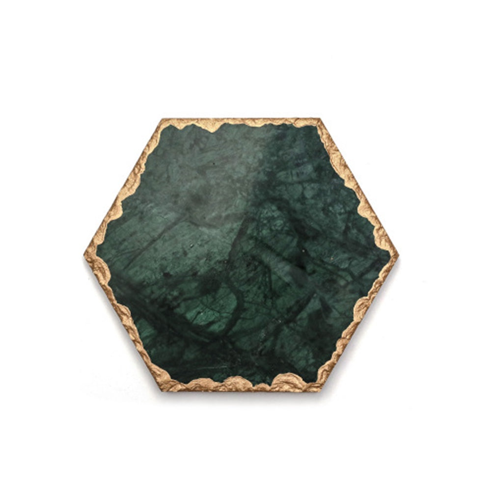 Green Hexagon Marble Trivet - Medium WX-031