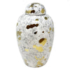 White Ceramic Jar with Gold Splatters - B FA-D2022B