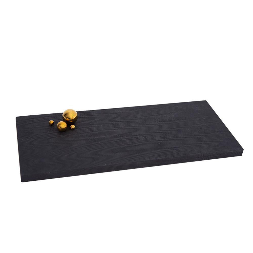 Black Rectangular Leather Tray with Stainless Steel FB-PG2008A