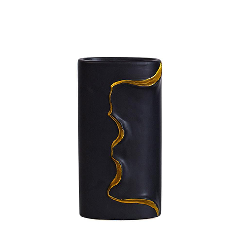 Black & Gold Ceramic Vase - Small FA-D2122B