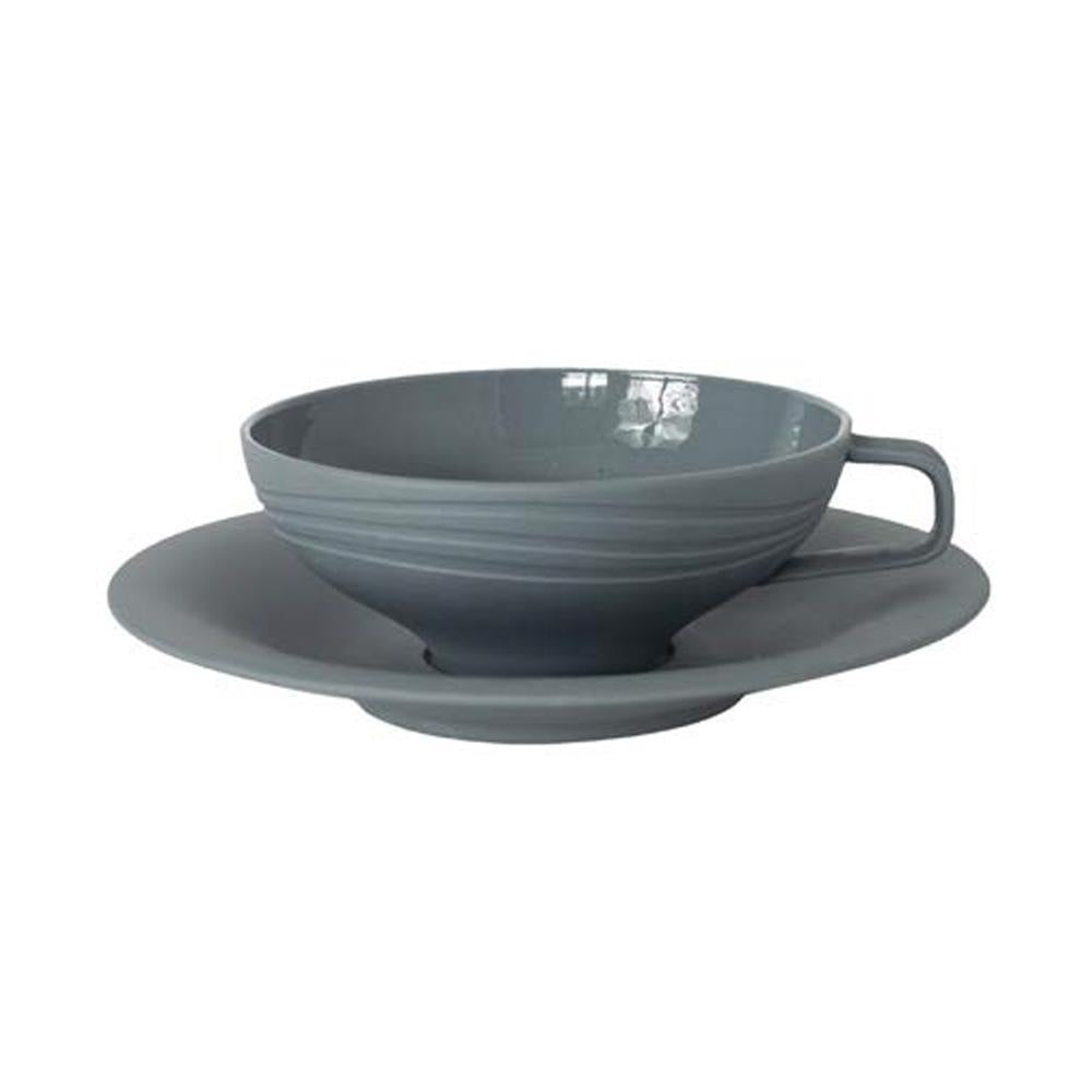 Set of 4 Grey Porcelain Cups & Saucers RYST3204C