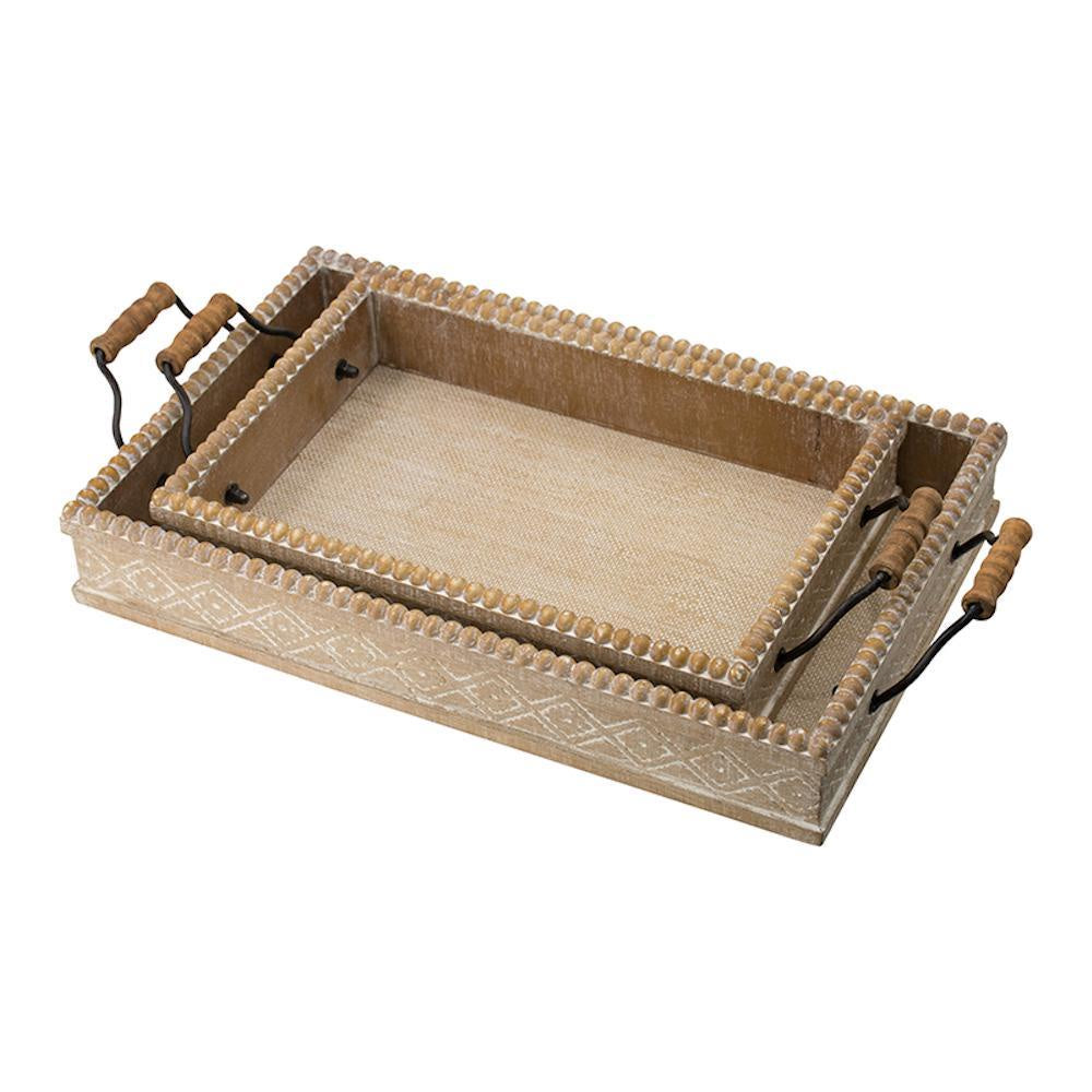 Set of 2 Wooden Trays 45864