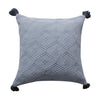 Grey Tufted Woven Cushion with Tassels وسادة