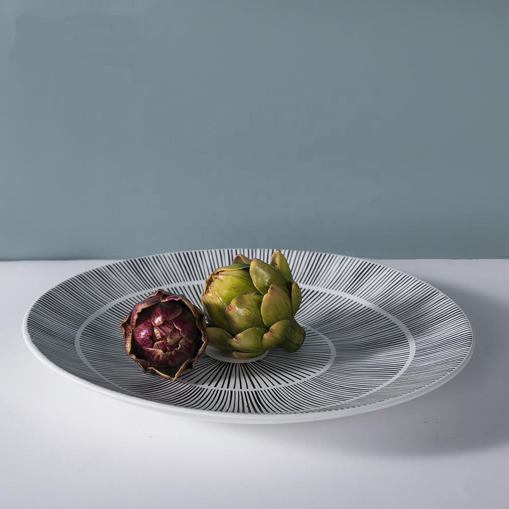 Round Black & White Ceramic Platter RYYG0302B