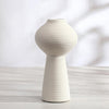 White Round Ceramic Vase with Texture Detail - Tall مزهرية