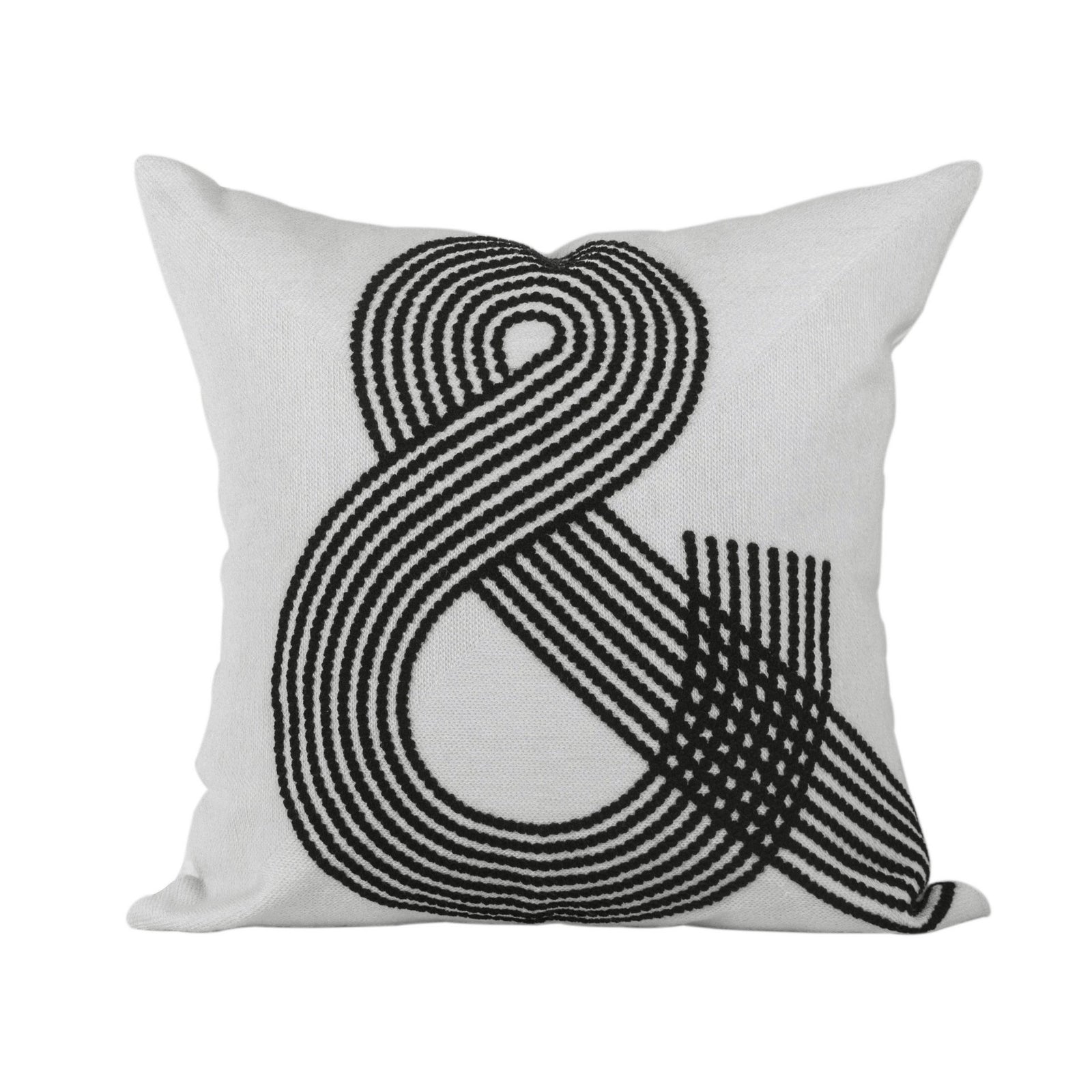 Embroidered Black & White Ampersand Cushion MND116