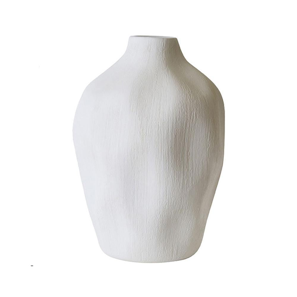 White Ceramic Textured Vase Large FA-D1959A