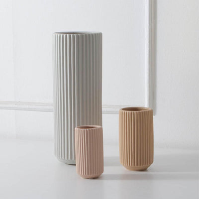 Grey Ribbed Ceramic Vase HP652
