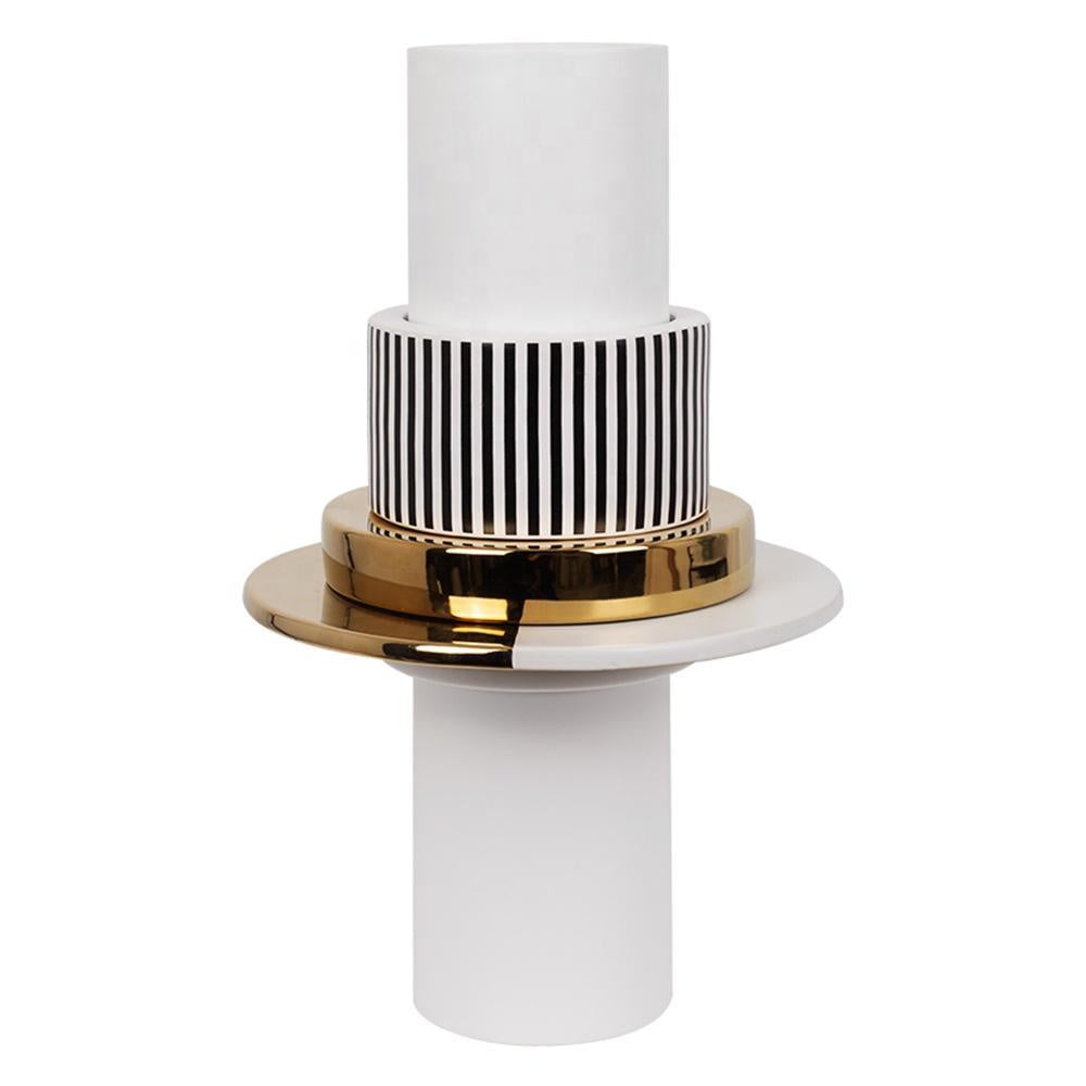 Black, White & Gold Ceramic Vase HPYG3343W