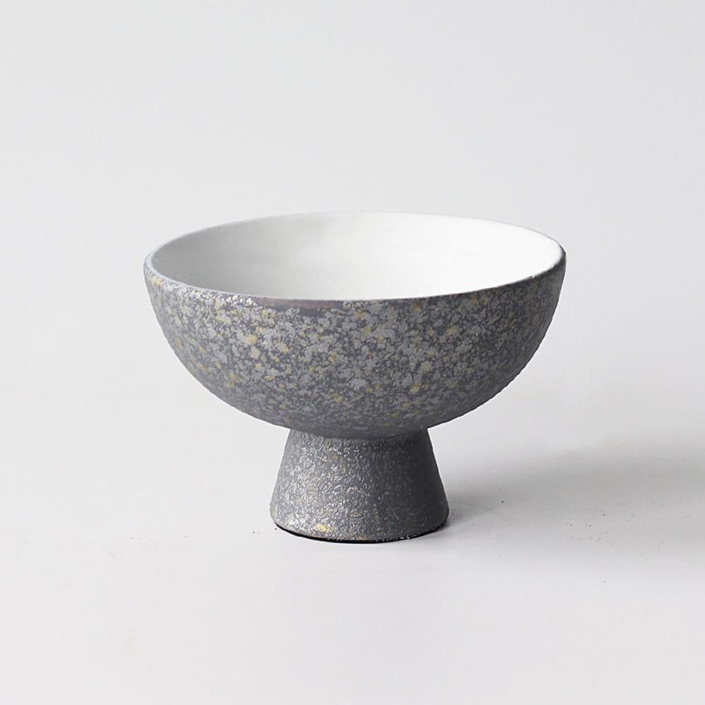 Small Ceramic Pedestal Bowl Grey LT530-Grey