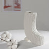 White Textured Curved Ceramic Vase LT520-C-W