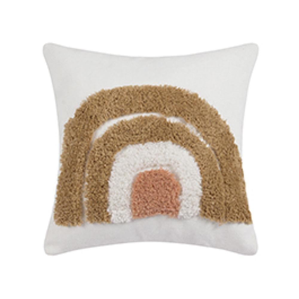 Ivory, Brown & Blush Embroidered Cushion with Arch Design MND256