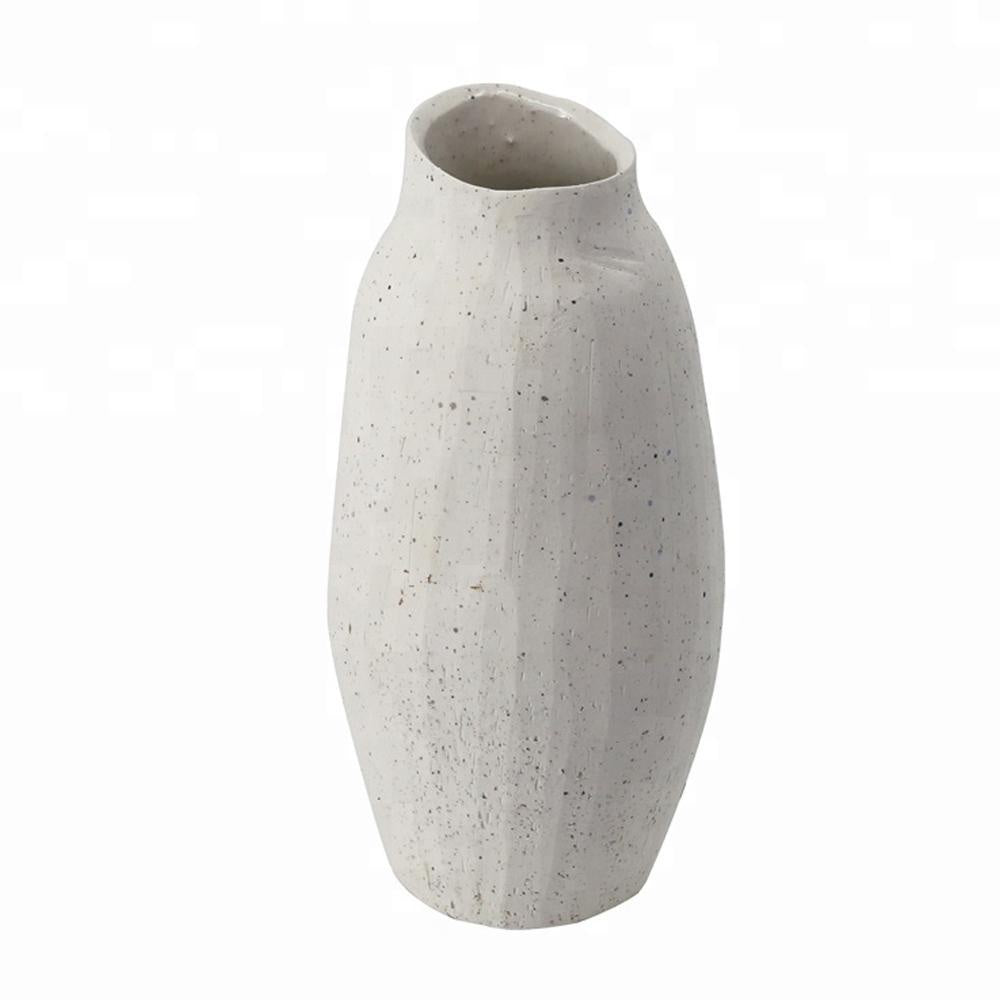 White Ceramic Speckled Vase HPST0020W1