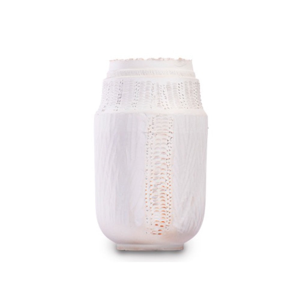 White Porcelain Vase with Cutout Detail - Medium 608308