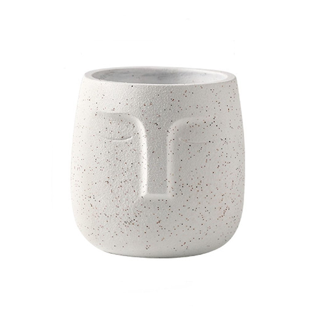 Abstract Face Cement Planter - White SS080-W