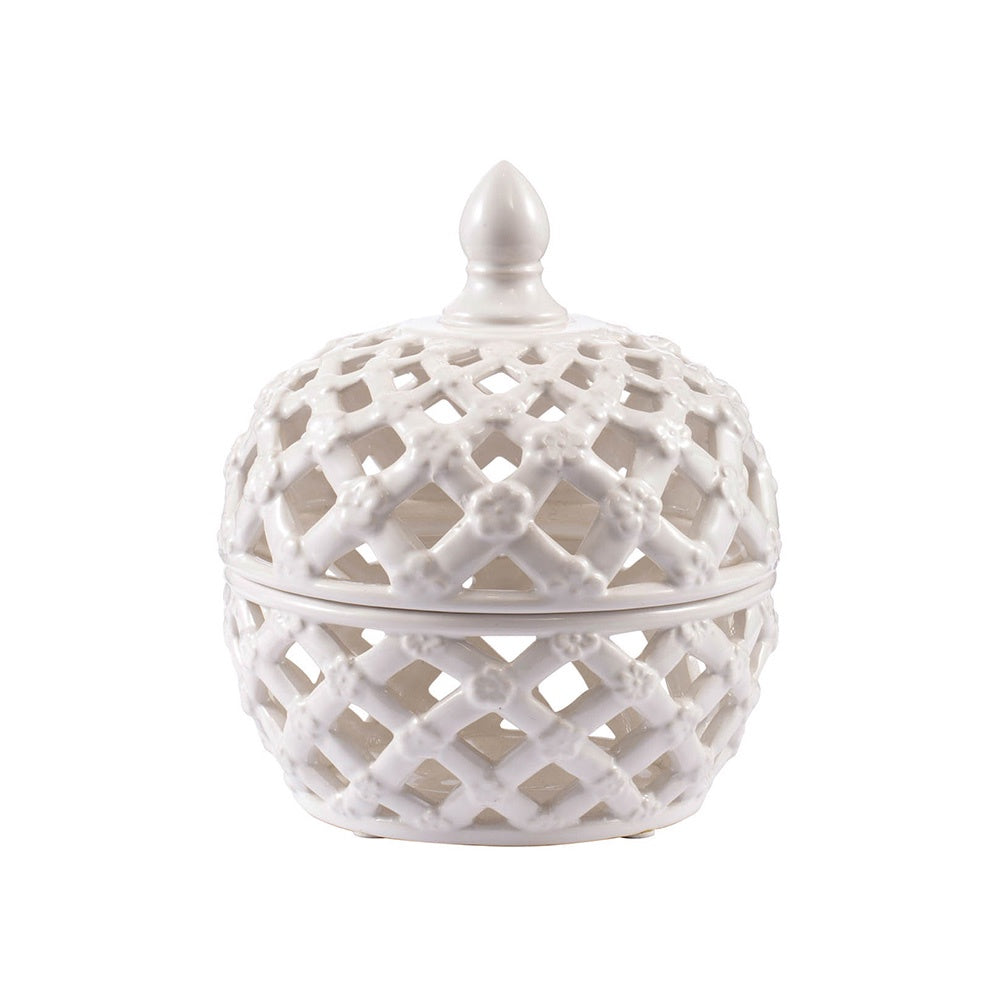 White Ceramic Lidded Jar - Small 1106