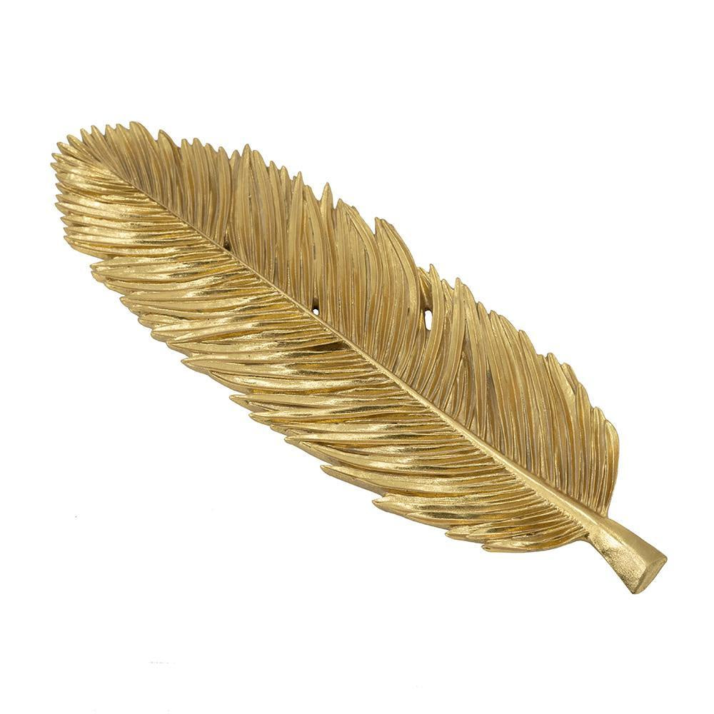 Gold Resin Feather Decorative Plate 77596-EVER