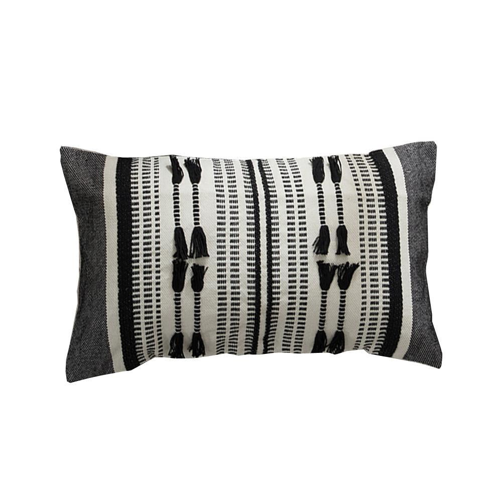 Black & White Boho Cushion - Rectangle وسادة