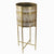 Gold and White Metal Planter on Gold Stand - Large الغراس