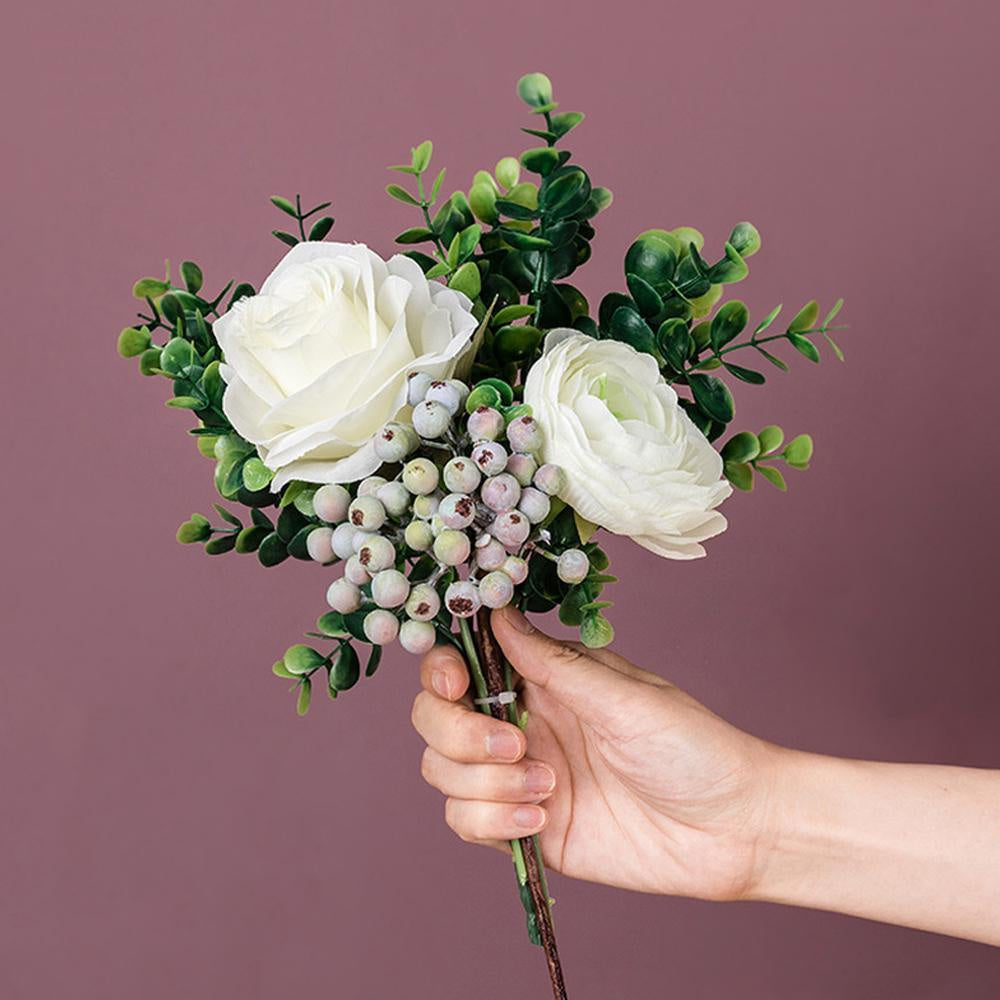 White Faux Rose Bouquet SHCB3028894