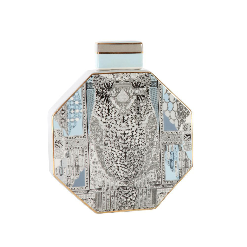 Patterned Octagonal Ceramic Jar - Medium 600489
