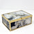 Glass Decorative Box with Black and White Marble Swirl and Gold Trim - Small FACBJ11B