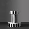 Black & White Striped Ceramic Vase - Medium LT567-M