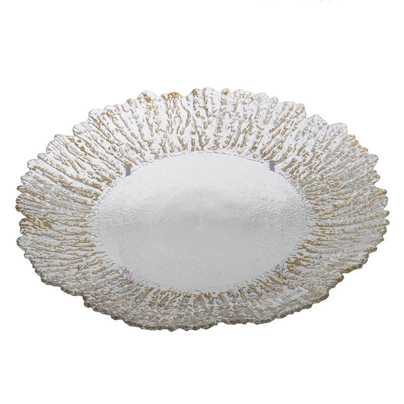 Decorative Glass Charger with Gold Band 75840-GOLD