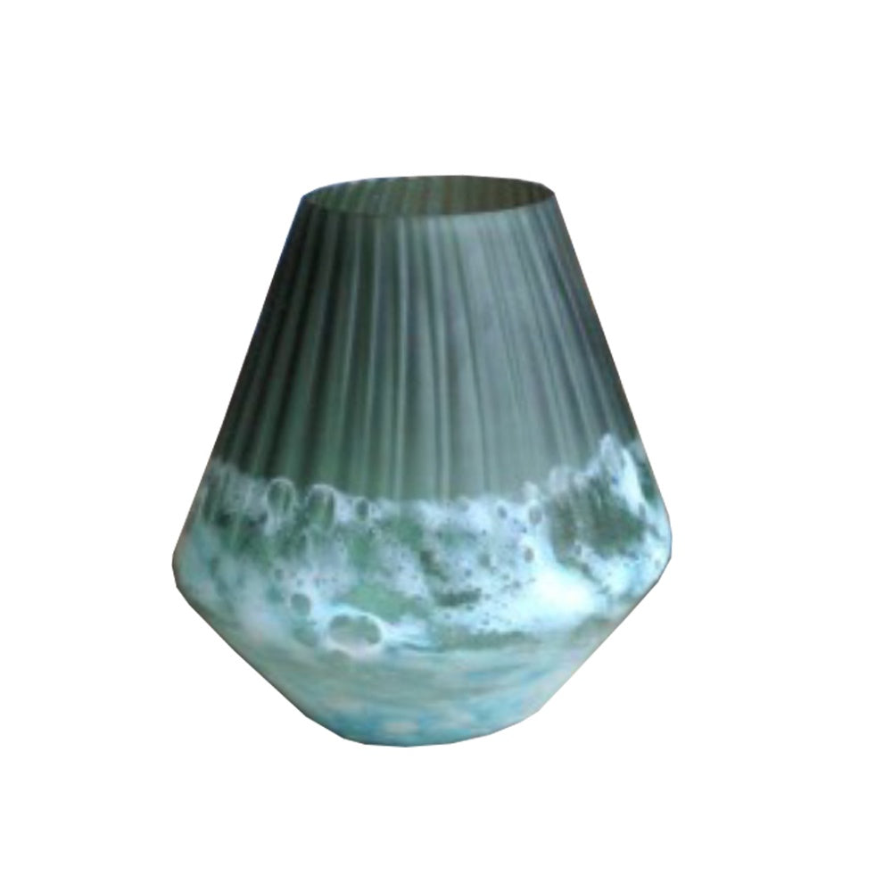 Teal Green Glass Vase - Wide 166-384 مزهرية