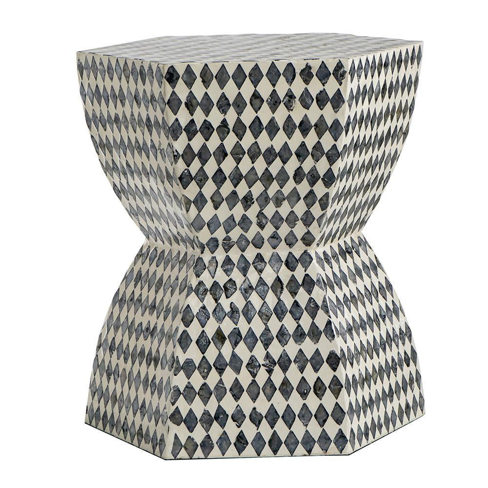Black & White Capiz Shell Stool 48742