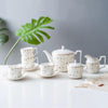 15-Piece White, Grey, Black & Gold Bone China Tea Set AHTS-S026