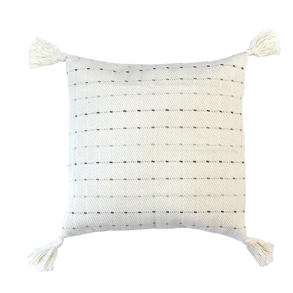 Dotted Stripes Embroidered Cushion with TasselsBQ000704-SQ وسادة
