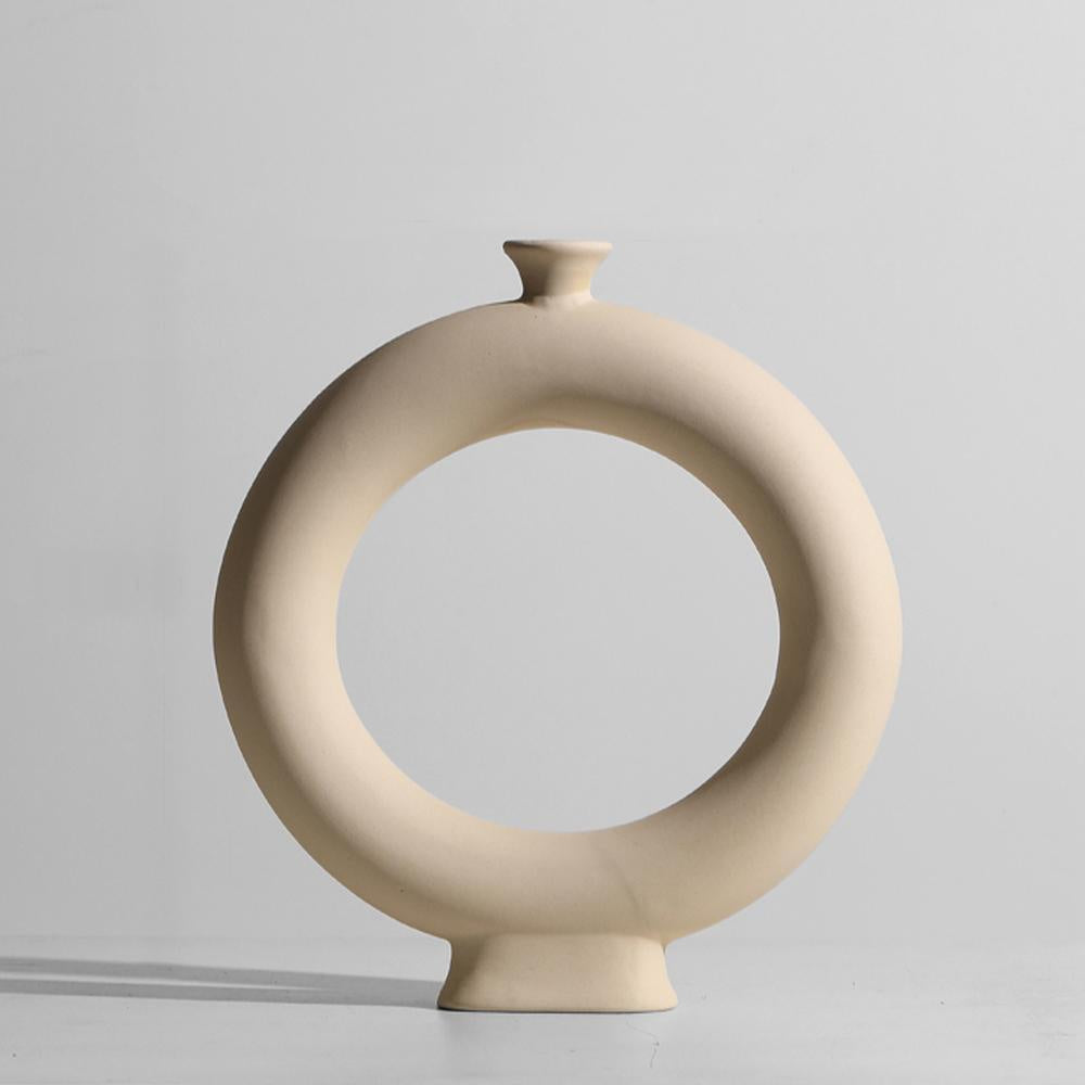 Beige Ceramic Round Vase YXHP-J