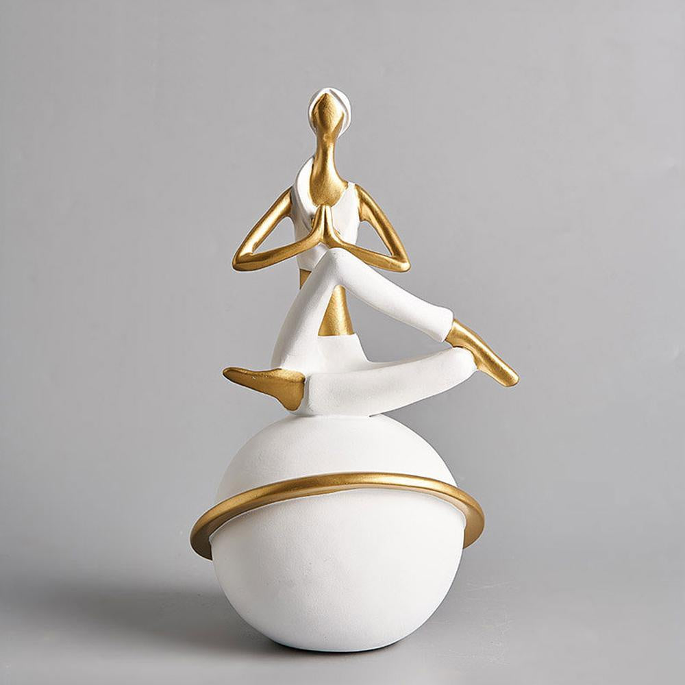 White & Gold Resin Yoga Figurine - B SHBA1212007