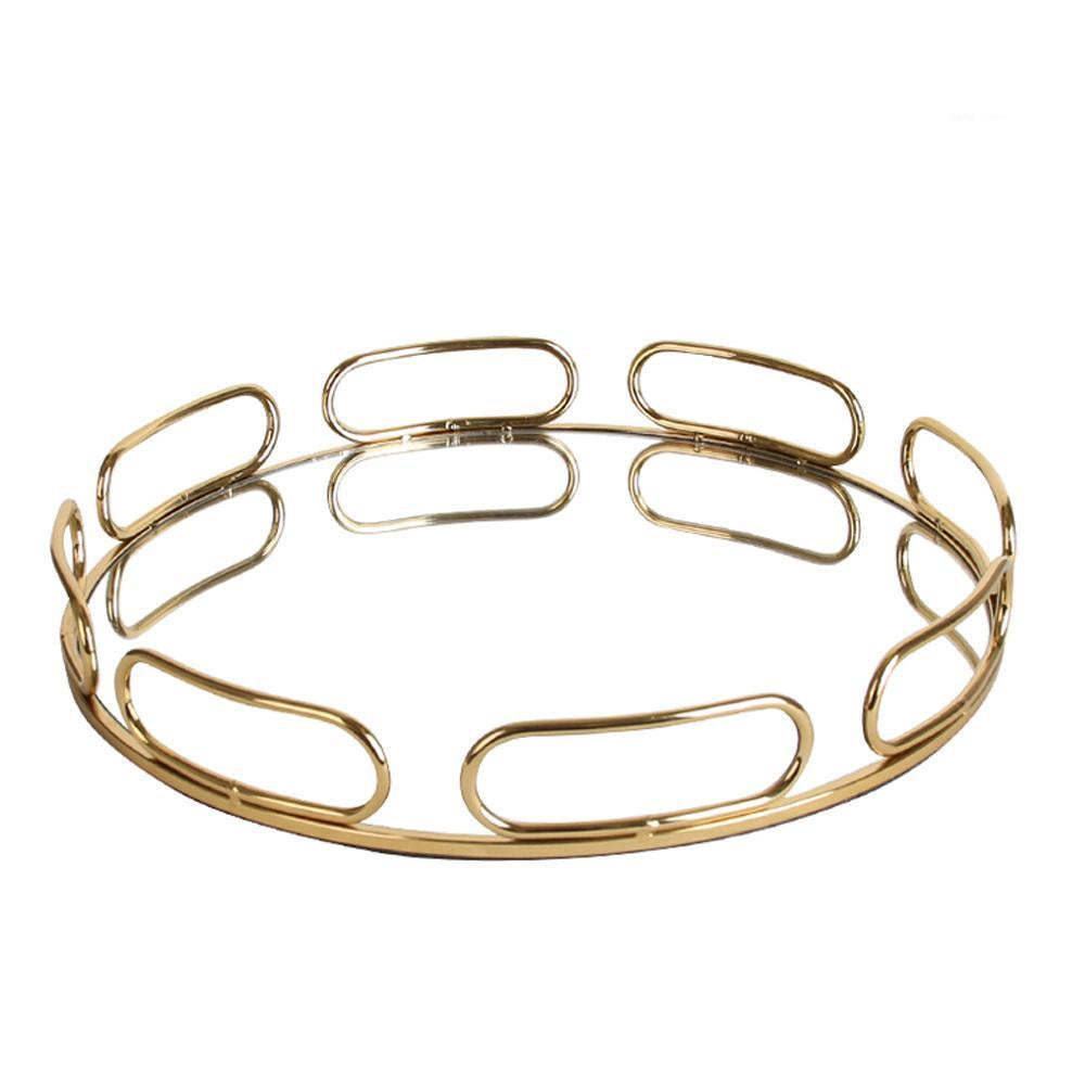 Metal & Glass Round Tray FACBJ05-1