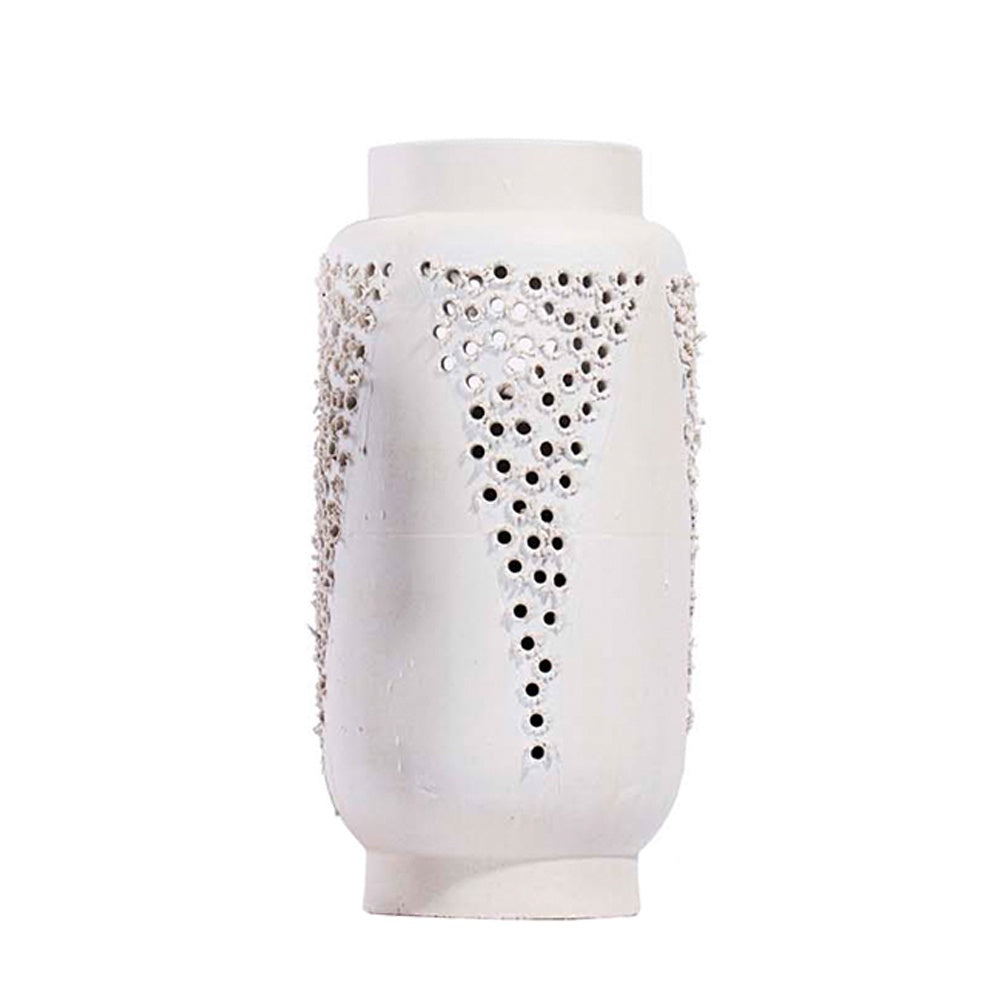 White Porcelain Vase with Cutout Pattern Detail - Large 608519