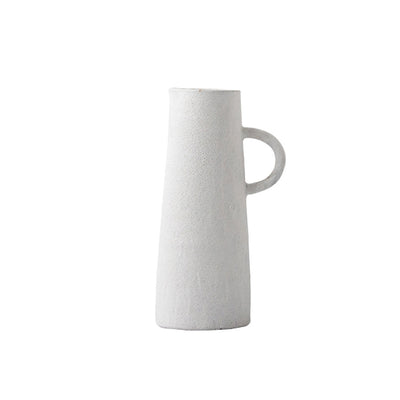 White Ceramic Vase with Handle - Medium 210101KS-WRT مزهرية