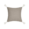 Taupe Woven Cushion with Ivory Tassels وسادة