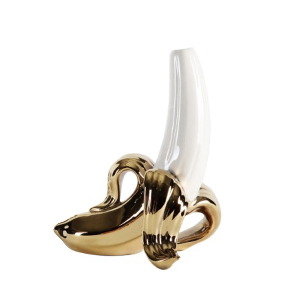 White & Gold Ceramic Banana 200215