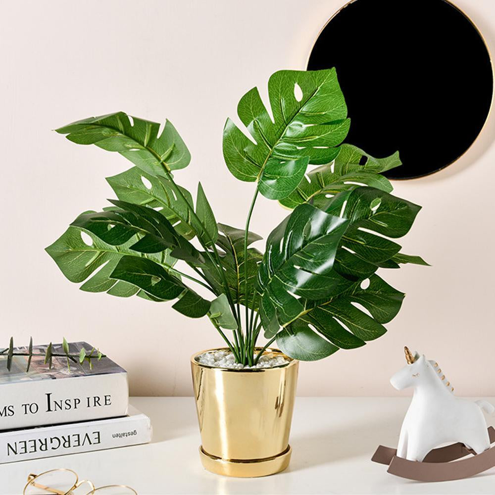 Faux Plant in Gold Ceramic Pot MP025C