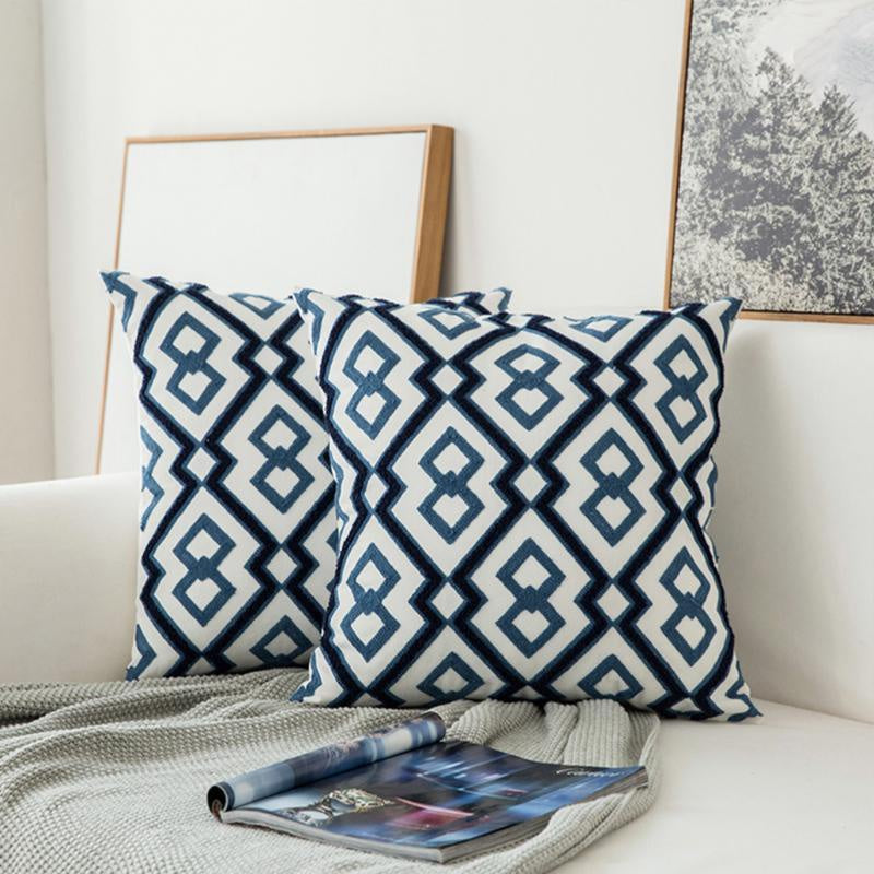 Embroidered Geometric Pattern Cushion MND084