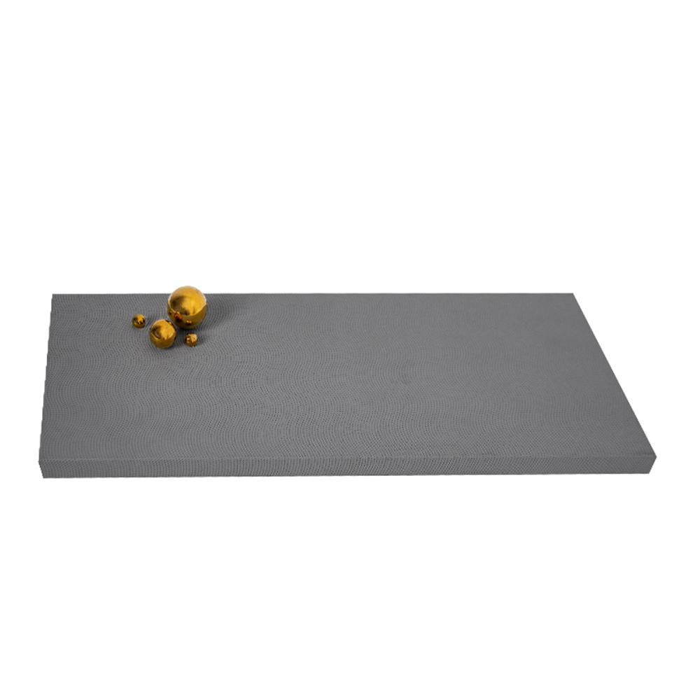 Grey Rectangular Leather Tray with Stainless Steel FB-PG2008B